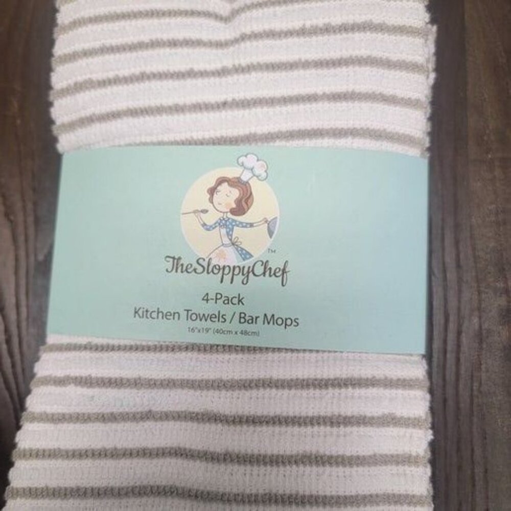 The Sloppy Chef 4-Pack Kitchen Towels / Bar Mops 16"x19"